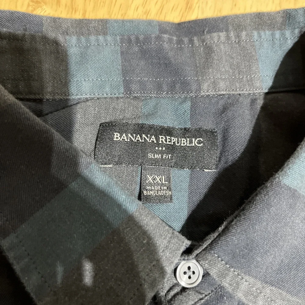 Banana Republic Shirt (Men's )‎ XXL SLIM FIT Striped Button Down Greens